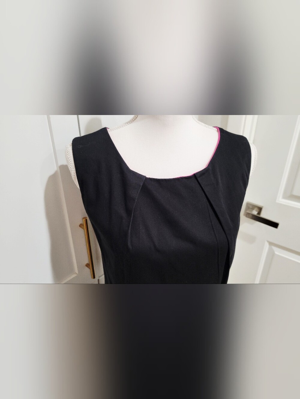 Calvin Klein Black Midi Dress with Pink Hem | Size 12 - Picture 2 of 6